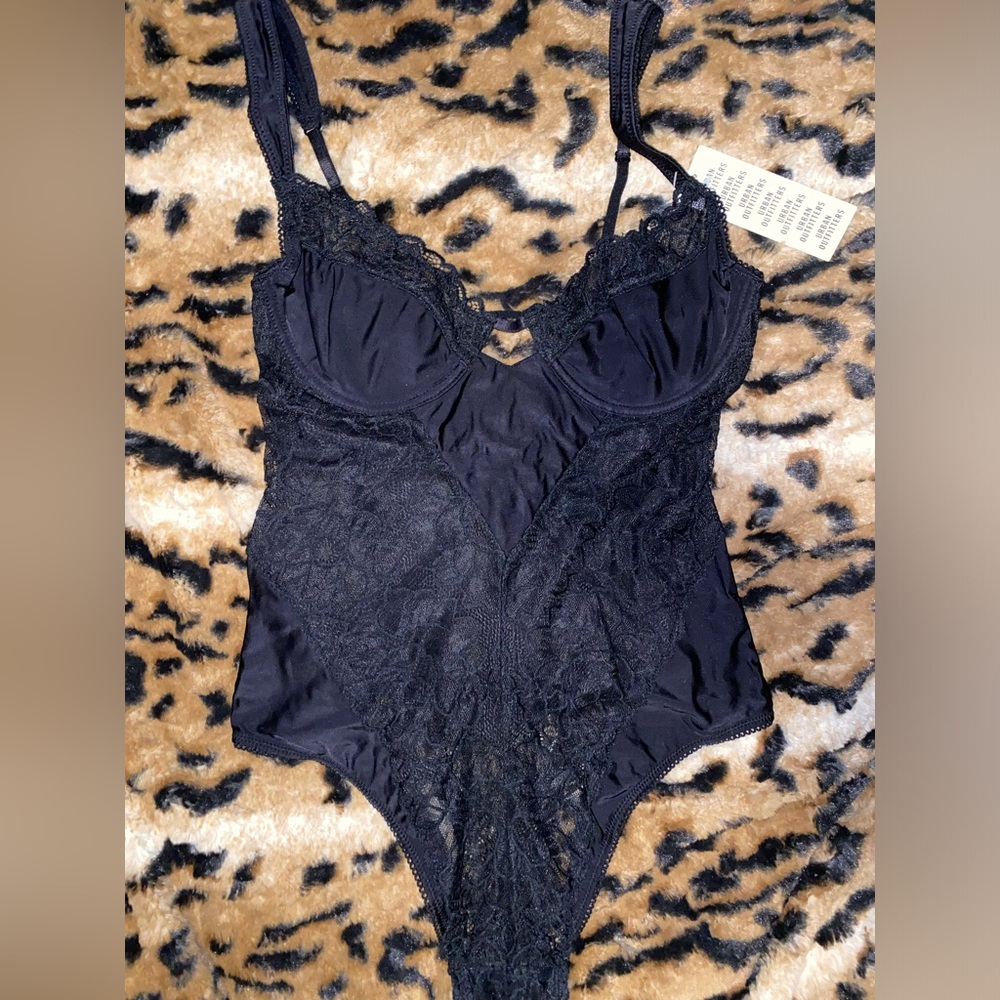 Urban Outfitters Black Lace Bodysuit - Large